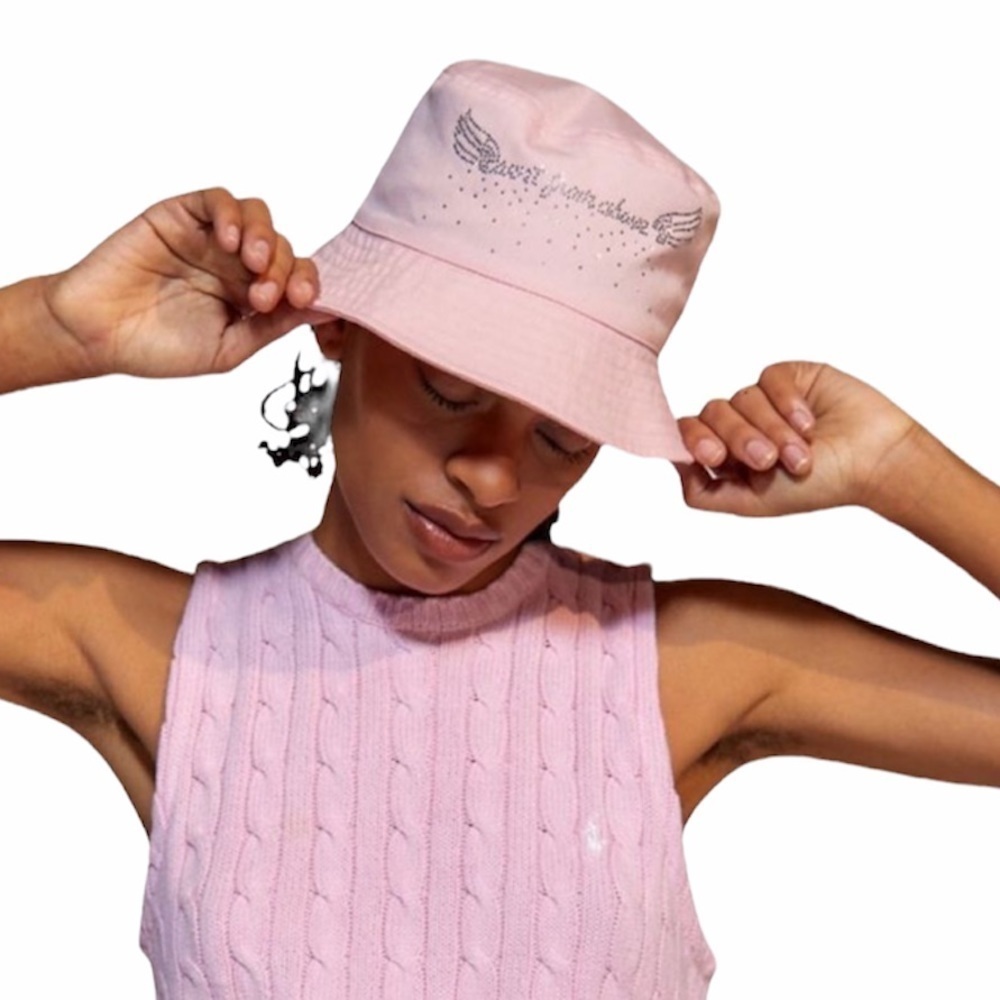 Urban Outfitters Bucket Hat Pink Diamante Y2K Sent From Above New With Tags